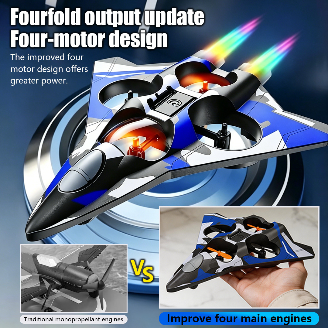 Drone Kit Professional - フォーム航空機スタントヘリコプタークールな戦闘機360回転衝撃吸収素材LEDライト4モーター男の子向けドローンおもちゃギフト